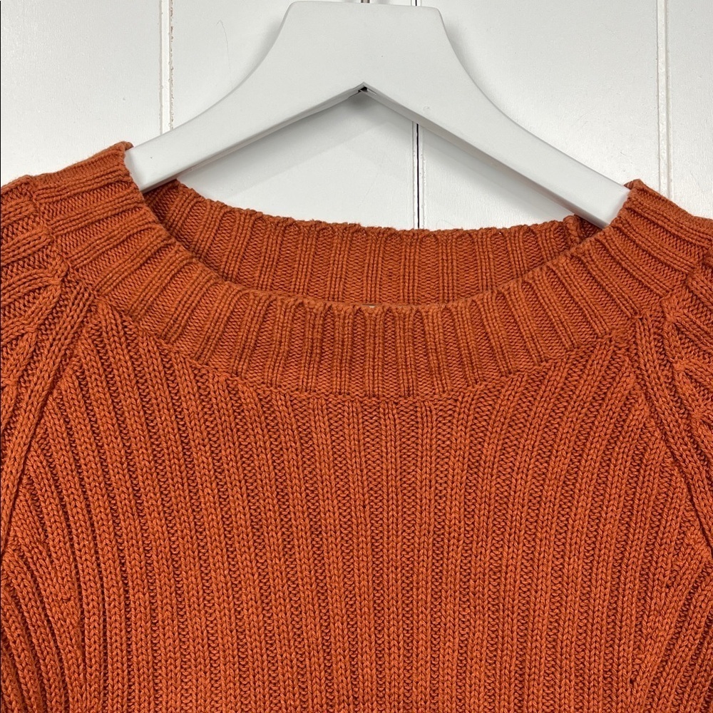 J. Flower Boutique Womens Sweater M Rust Crew Neck Cable Knit 100% Cotton Trendy - Picture 3 of 13